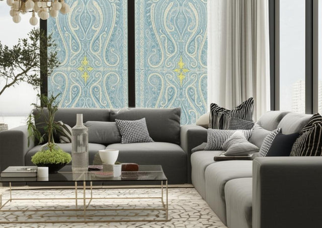 Pasha Paisley Sky by Schumacher Ottoman Chic Paisley Wallpaper – Schumacher 5006600