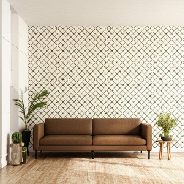 Taj Trellis Sepia by Schumacher Martyn Lawrence Bullard Collection Geometric Trellis Wallpaper – Schumacher 5006621