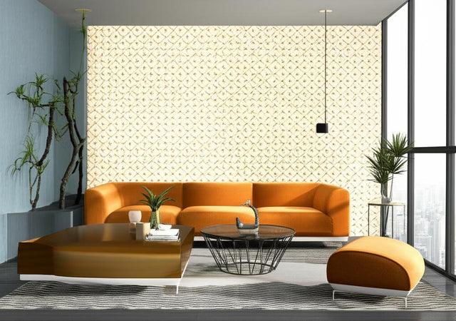 Taj Trellis Burnished Gilt by Schumacher Martyn Lawrence Bullard Geometric Wallpaper – Schumacher 5006624