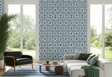 Agadir Screen Lapis by Schumacher Geometric Floral Wallpaper – Ottoman Chic Collection 5006640