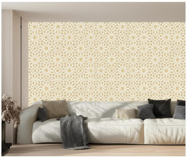 Agadir Screen Mocha Geometric Floral Wallpaper – Schumacher 5006641