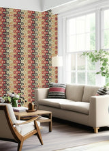 Darya Ikat Sidewall Spice by Schumacher Martyn Lawrence Bullard Designer Wallpaper – Schumacher 5006651