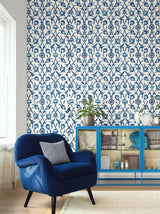 SULTAN'S TRELLIS Peacock by Schumacher Ottoman Trellis Wallpaper – Schumacher 5006700