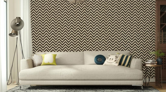 FEZ Sepia Chevron Stripe Wallpaper by Schumacher – Martyn Lawrence Bullard 5006730