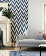 FEZ Lapis Chevron Stripe Wallpaper by Schumacher – Martyn Lawrence Bullard 5006733