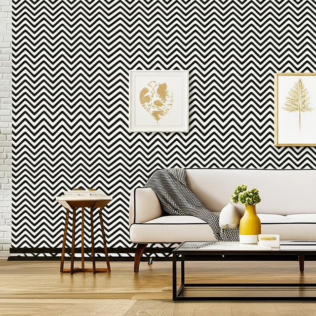 FEZ Noir Chevron Stripe Wallpaper by Schumacher – Martyn Lawrence Bullard 5006734