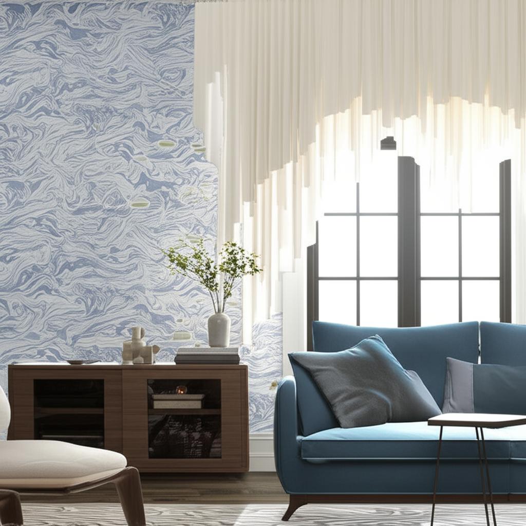 Romeo Lapis Faux Marble Wallpaper by Schumacher – Martyn Lawrence Bullard 5006891