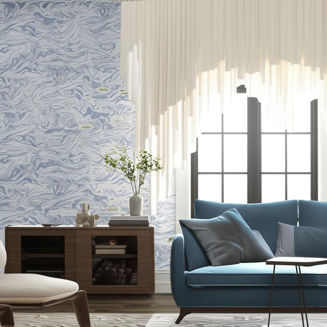 Romeo Lapis Faux Marble Wallpaper by Schumacher – Martyn Lawrence Bullard 5006891