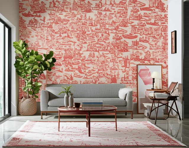 NANJING Coral Chinoiserie Wallpaper by Schumacher – 5006910