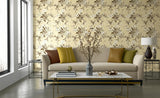 Pyne Hollyhock Tobacco by Schumacher Classic Floral Chintz Wallpaper – Schumacher 5006921