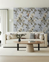 Pyne Hollyhock Grisaille by Schumacher Iconic Hand-Screened Floral Wallpaper – Schumacher 5006923