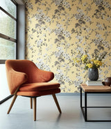 Pyne Hollyhock Buttercup by Schumacher Hand-Screened Floral Wallpaper – Schumacher 5006925
