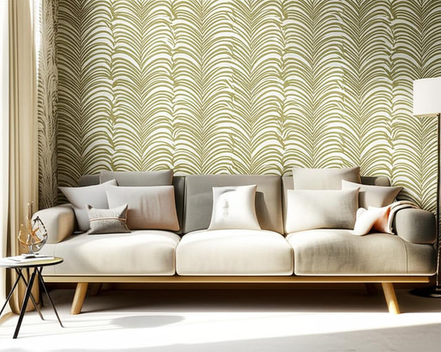 Zebra Palm Khaki by Schumacher Bold Palm Leaf Wallpaper – Print Happy Collection 5006930