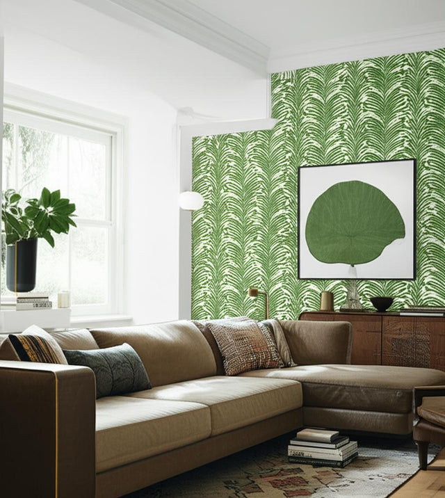 Zebra Palm Jungle by Schumacher Bold Palm Frond Wallpaper – Schumacher 5006931
