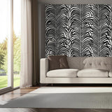 Zebra Palm Ebony by Schumacher Bold Black Palm Leaf Wallpaper – Schumacher 5006932