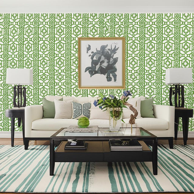 Zanzibar Trellis Jade by Schumacher Geometric Trellis Wallpaper – Schumacher 5006941
