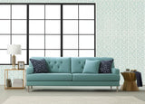 Zanzibar Trellis Winter Mint by Schumacher Geometric Trellis Wallpaper – Schumacher 5006942