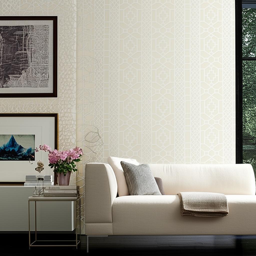 Zanzibar Trellis Sand by Schumacher Modern Geometric Trellis Wallpaper – Schumacher 5006945