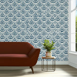 Vientiane Ikat Indigo by Schumacher Bold Geometric Ikat Wallpaper – Schumacher 5006952