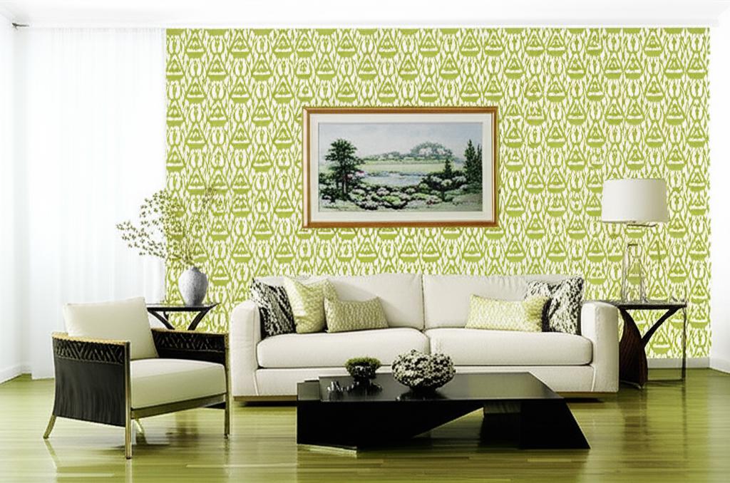 Vientiane Ikat Palm by Schumacher Bold Geometric Ikat Wallpaper – Schumacher 5006953