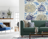 KATSUGI Blue Floral Medallion Wallpaper Blues Schumacher – 5006960