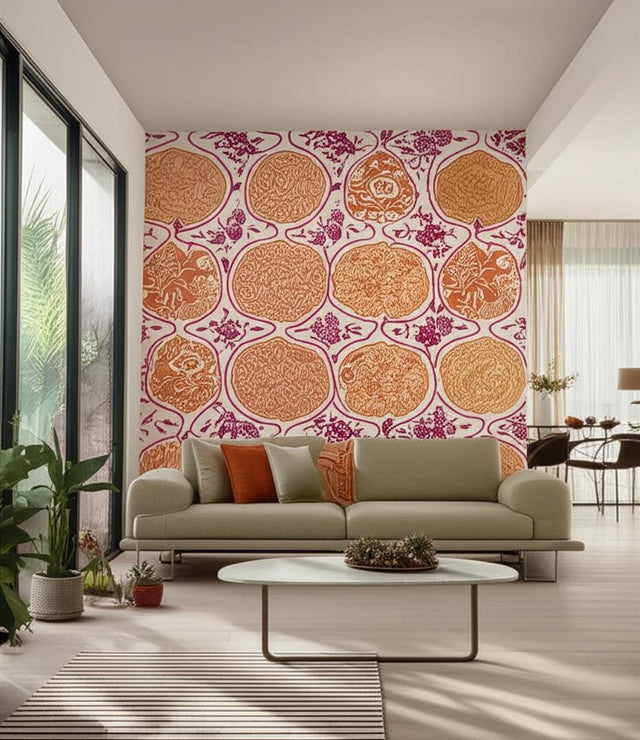 KATSUGI Tangerine & Berry by Schumacher Painterly Japanese-Inspired Wallpaper – Schumacher 5006962