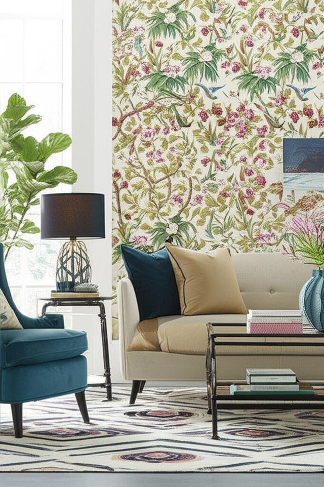 Seychelles Ivory Tropical Bird & Floral Wallpaper – Schumacher 5006970