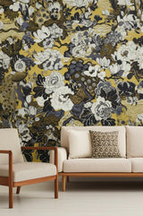 Shanghai Peacock Brass by Schumacher Exuberant Prints Collection Wallpaper – Schumacher 5006991