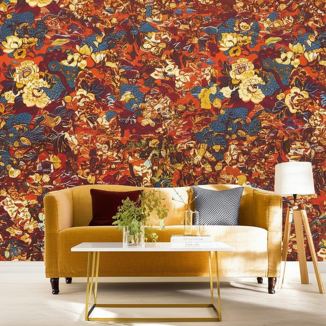 Shanghai Peacock Cinnabar by Schumacher Exuberant Prints Wallpaper – Schumacher 5006992