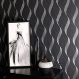 Wilhelmina Black by Arthouse Ribbon Wallpaper- Brewster Home Fashions AH295500