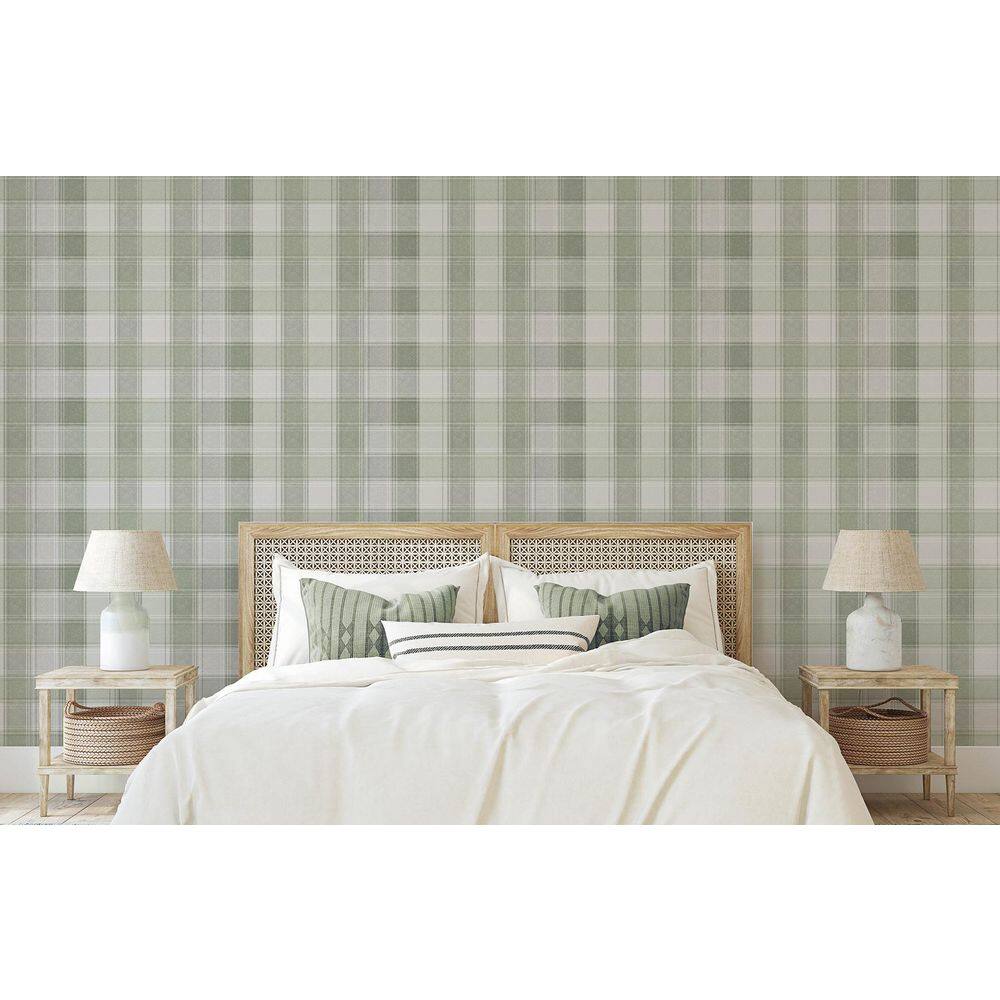 Rita Green by Arthouse Country Check Wallpaper – Brewster Home Fashions AH922806