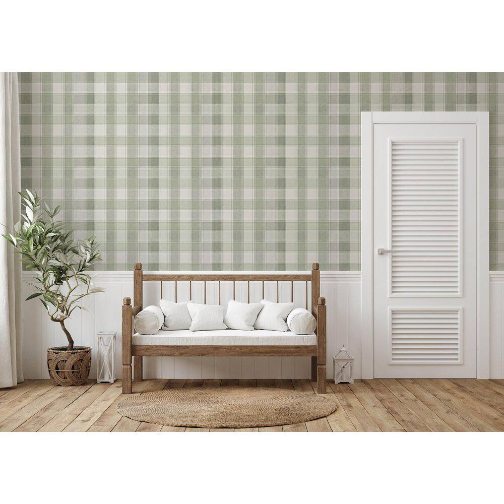 Rita Green by Arthouse Country Check Wallpaper – Brewster Home Fashions AH922806