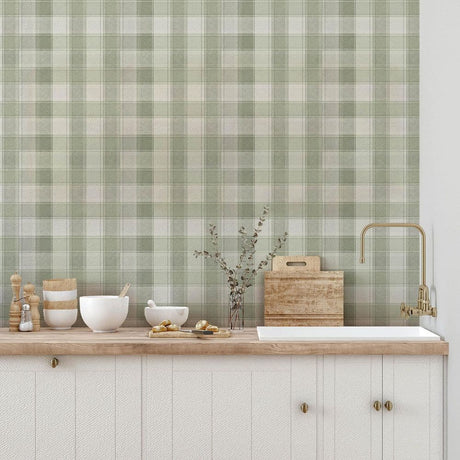 Rita Green Country Check Wallpaper by Arthouse