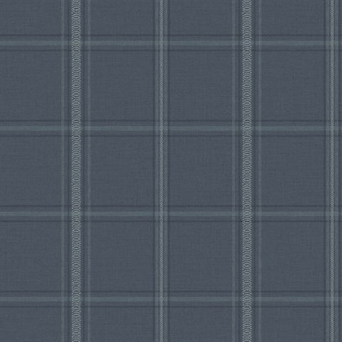 Auberge Dark Blue Plaid Wallpaper by Chesapeake
