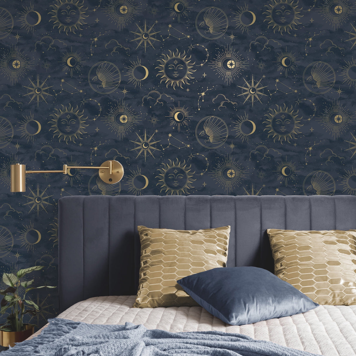 Mystic Navy by Advantage Celestial Wallpaper – Brewster Home Fashions 4203-27587