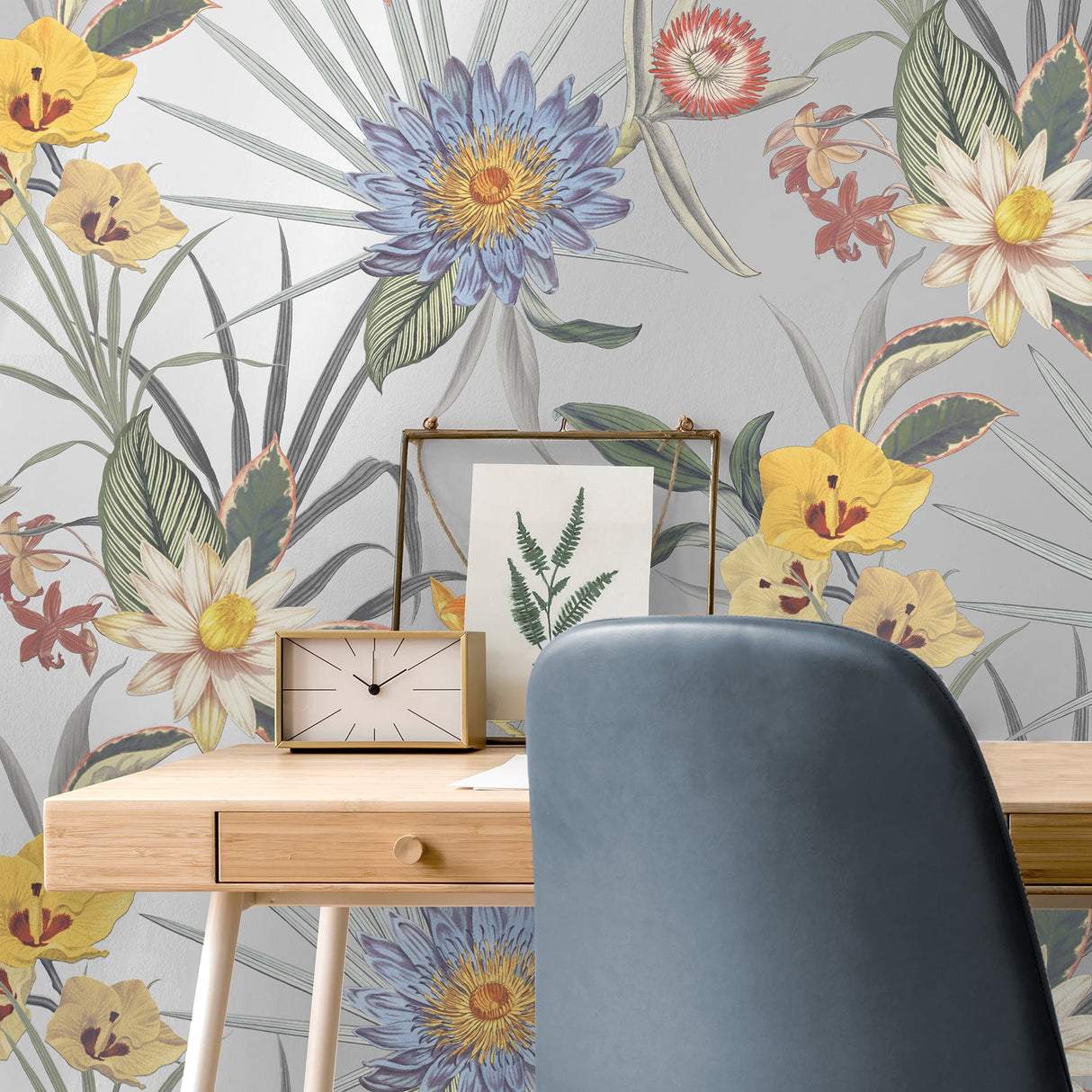 Calista Light Blue by Fine Decor Tropical Floral Wallpaper – Brewster Home Fashions FD43785