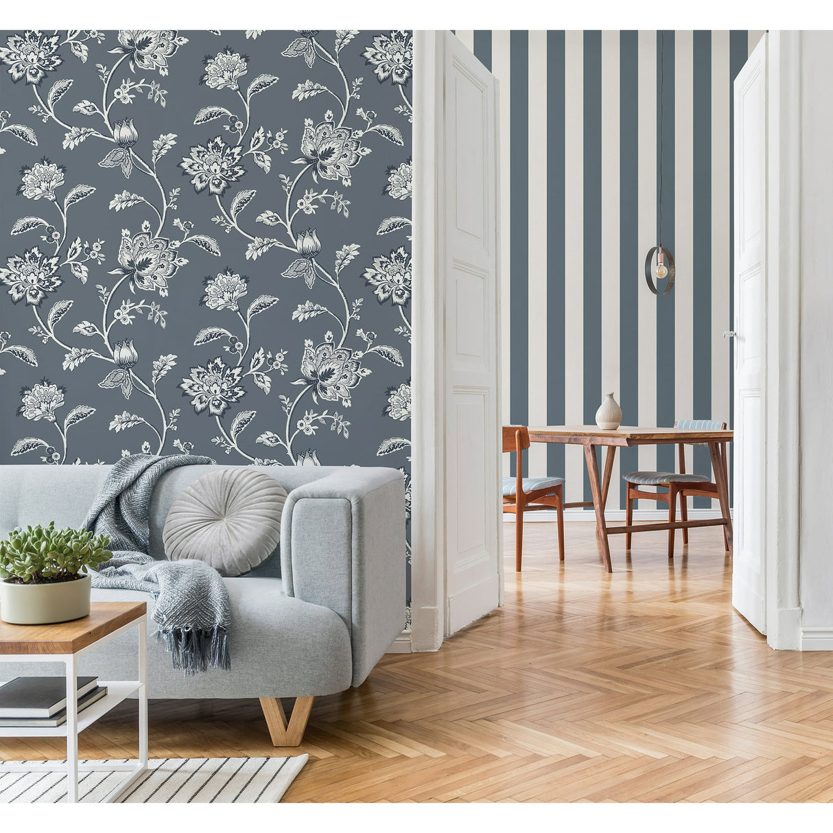 Juliette Blue by Fine Decor Jacobean Wallpaper – Brewster FD43453