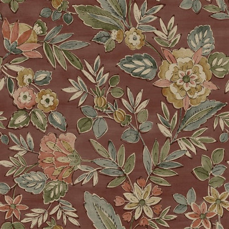 Begonia Red Floral Trail Wallpaper by Chesapeake