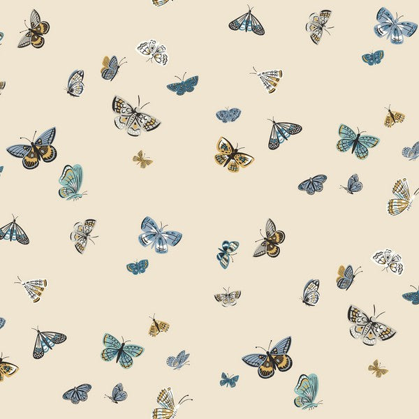 Butterfly House Linen peel and stick wallpaper by Rifle Paper Co., York Wallcoverings PSW1649RL