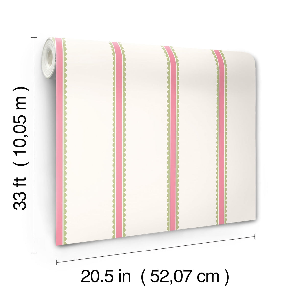 Bobbin Stripe Fuchsia by Advantage Scalloped Wallpaper- Brewster Home Fashions 4203-27574