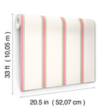 Bobbin Stripe Fuchsia by Advantage Scalloped Wallpaper- Brewster Home Fashions 4203-27574