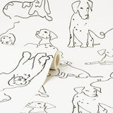 Ansel Black by Fine Decor Dog Sketches Wallpaper – Brewster Home Fashions FD43783