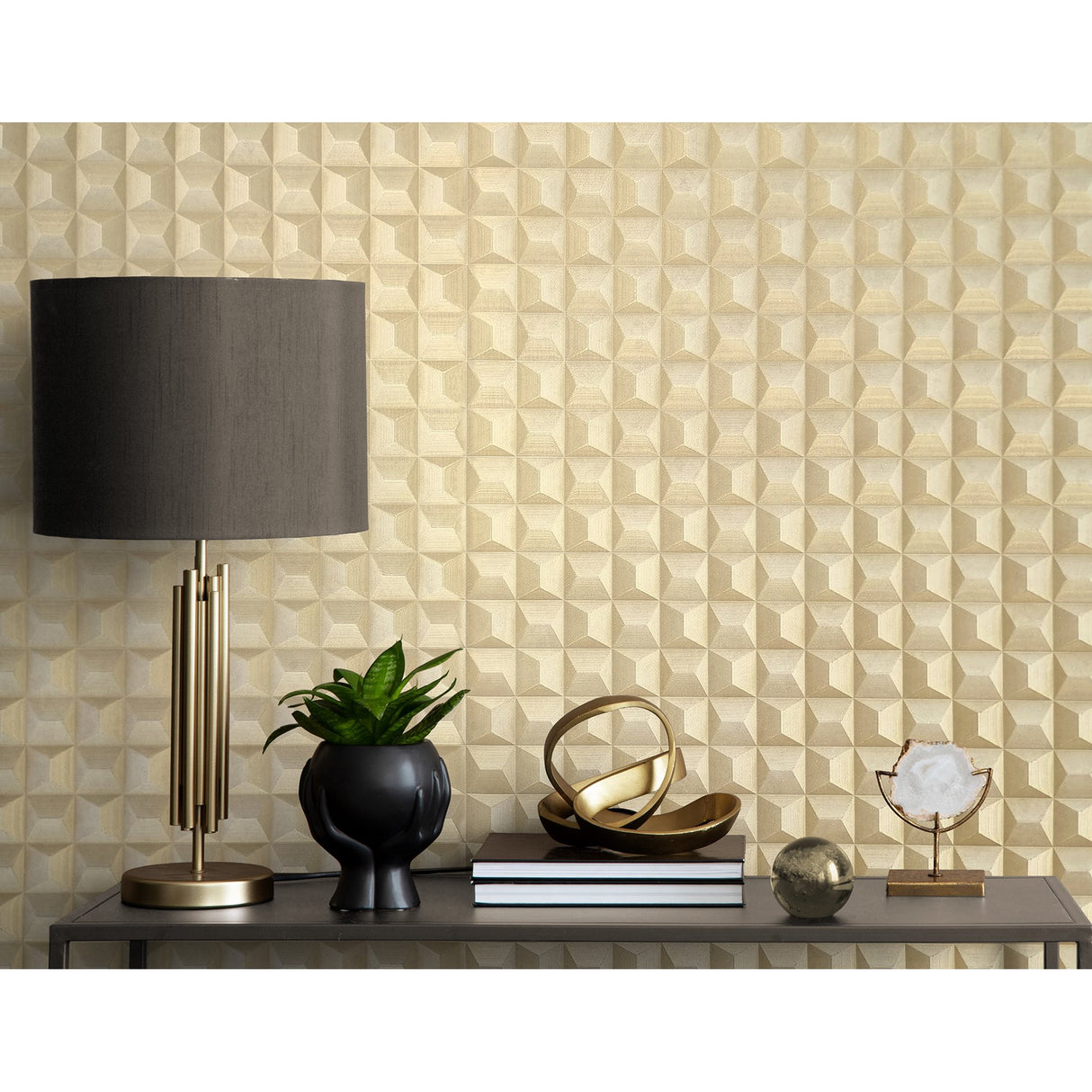 Romero Gold by Fine Decor 3D Geometric Wallpaper – Brewster Home Fashions M95685