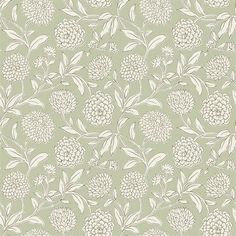 Chatsworth Garden Light Green Floral Trail Wallpaper VP1362 by Antonina Vella