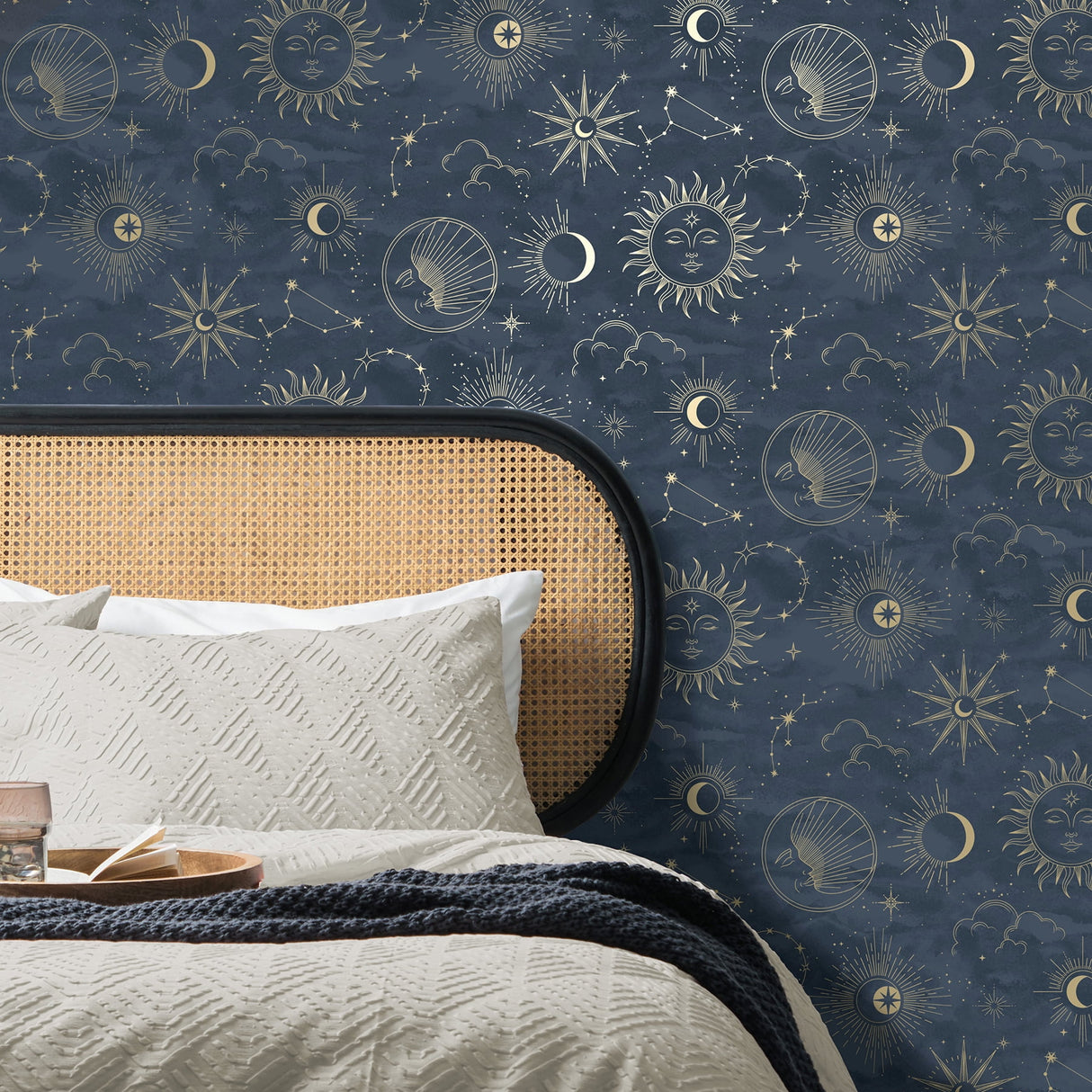 Kalel Navy by Fine Decor Celestial Wallpaper – Brewster Home Fashions FD43346