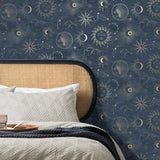 Kalel Navy by Fine Decor Celestial Wallpaper – Brewster Home Fashions FD43346