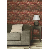 Davis Red by Fine Decor Rustic Brick Wallpaper – Brewster Home Fashions FD31285