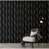 Tazz Black by Arthouse Ribbons Wallpaper – Brewster Home Fashions AH924502