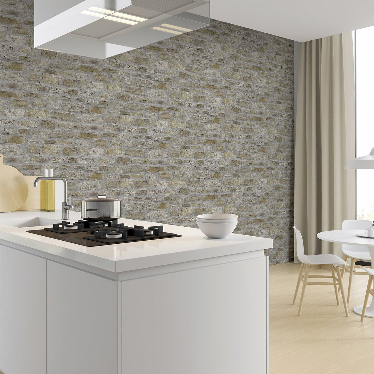 Atticus Neutral by Arthouse Country Stone Wallpaper – Brewster Home Fashions AH696500