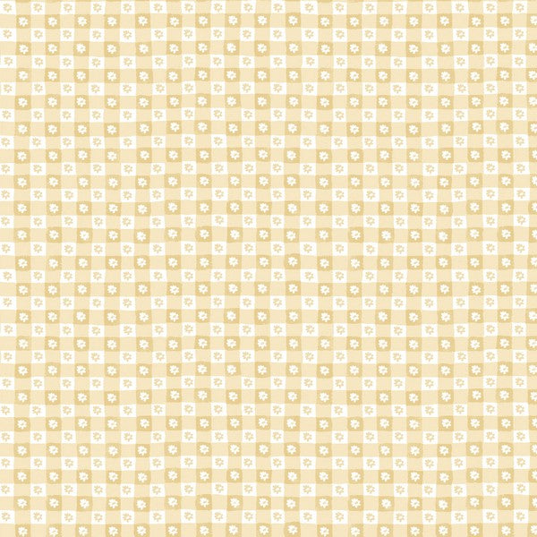 Rifle Paper Co. Daisy Gingham Yellow Floral Check Premium Peel & Stick Wallpaper swatch – PSW1692RL